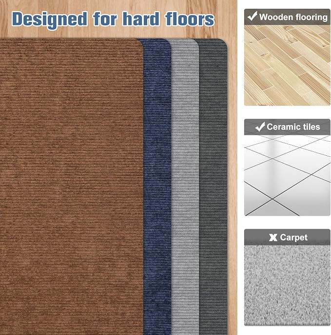 Corduroy Office Chair Mat for Hardwood Floor, Large Anti-Slip Backing Low-Pile - Image 4