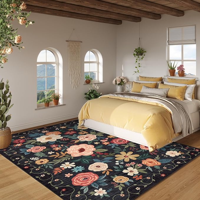 DUKINO 8x10 Area Rug, Floral Rugs - Image 4