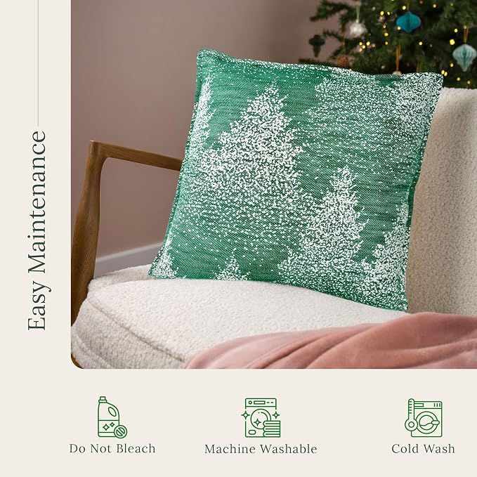 SanVia Moss & Snow Premium Cotton Throw Pillow Covers, 20 x 20 Inches, Luxury - Image 7