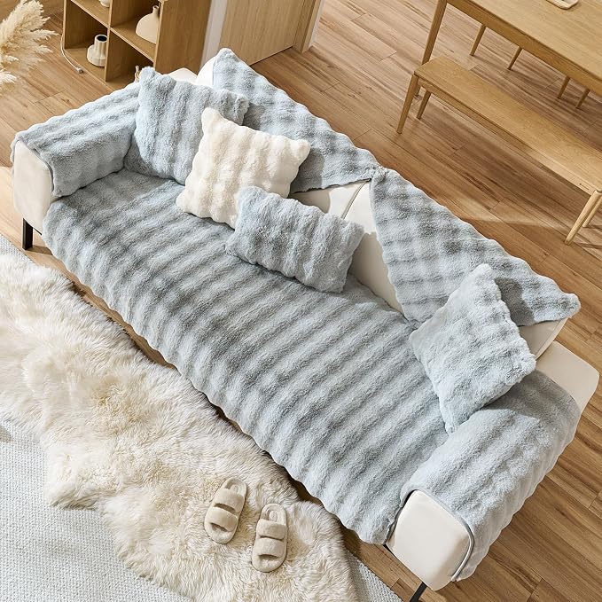 Faux Fur Decorative Throw Pillow Cover Plush Thick Bubble Pillow Covers Luxury - Image 2