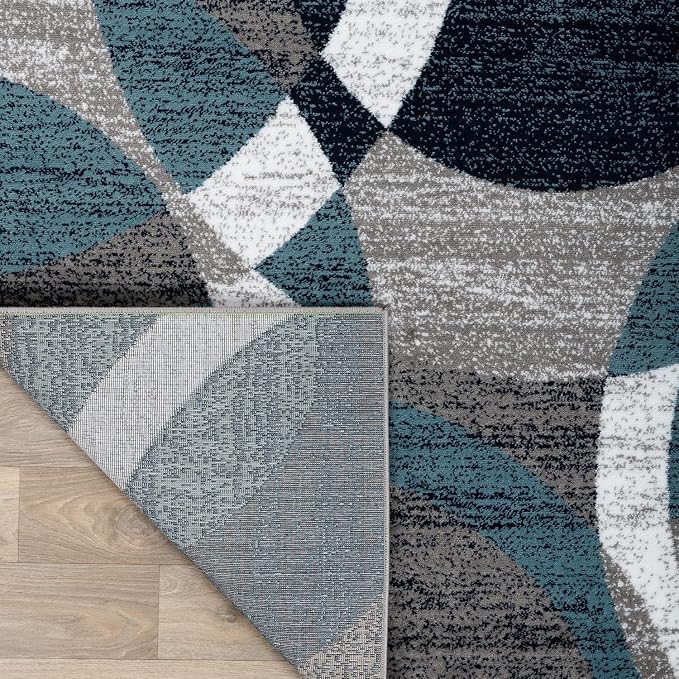 Rugshop Blue Modern Geometric Indoor Small Area Rug, Overlapping Circle Pattern - Image 7