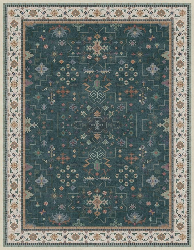 Vintage Dark Green 7x9 Dining Room Rugs - Image 2