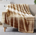 WRENGONGE Burnt Orange Throw Blanket, 50x70 Soft Cozy Striped Throw Blankets by WRENSONGE