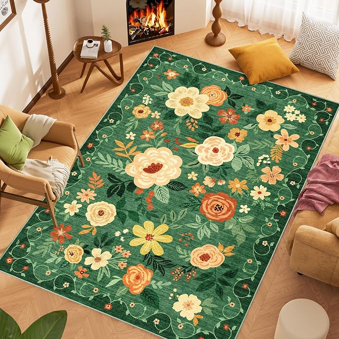 DUKINO 6x9 Area Rug, Floral Rugs - Image 2