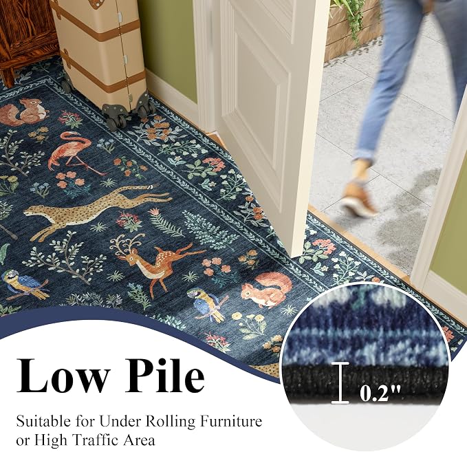 DUKINO 4x6 Rug, Washable Animal Area Rug - Image 7
