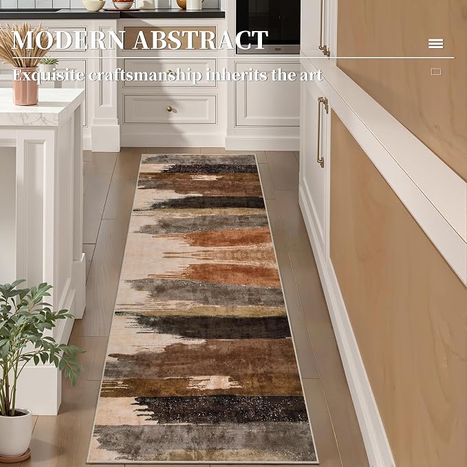 Ciicool 2x6 Washable Runner Rug, Modern Abstract Hallway Rugs Runner, Non-Slip - Image 2