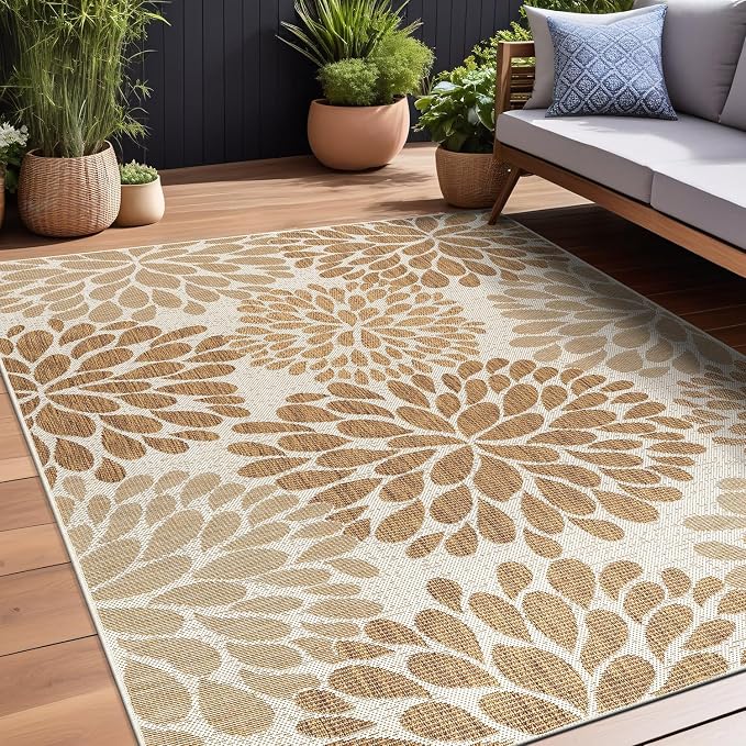 Beverly Rug Outdoor Rug 9x12 Modern Exotic Tropical Leaf Area Rugs by BeverlyRug