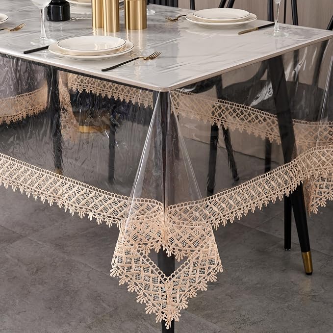 Clear Vinyl Tablecloth Protector Waterproof/Oil-Proof PVC Table Cloth by Pioggia