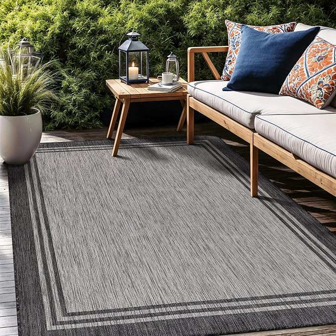 Bordered Outdoor Rug 5x7 Washable Outside Carpet - Image 7