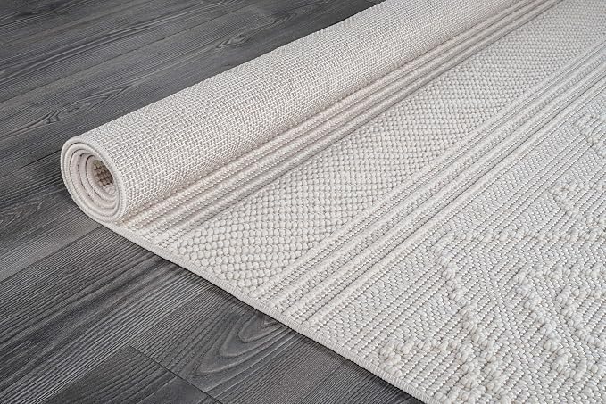 Beverly Rug Micro Loop Area Rug White 8x10 Modern Luxury Soft Boho Geometric - Image 9