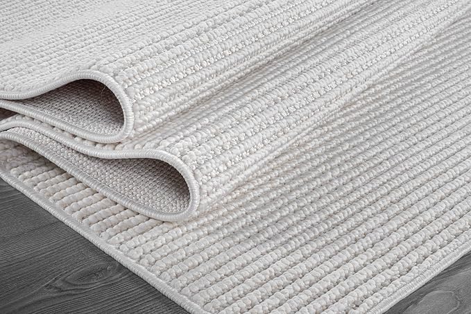 Beverly Rug Micro Loop Area Rug White 5x7 Modern Luxury Soft Trellis Geometric - Image 8