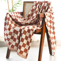 Folkulture 100% Cotton Throw Blanket, Rust Checks, Lightweight, All Seasons by FOLKULTURE