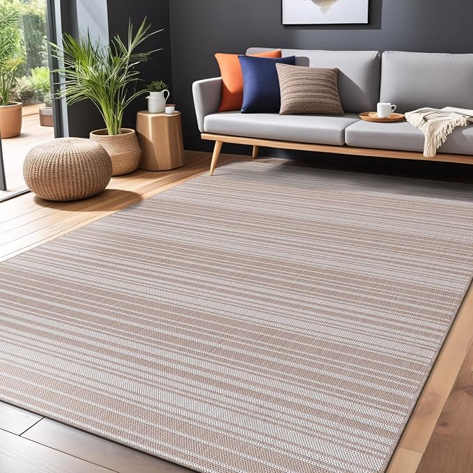 Stripe Outdoor Rug 10x14 Washable Outside Carpet - Image 5
