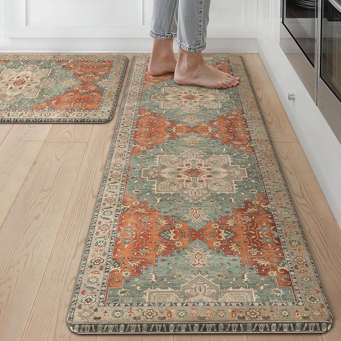GENIMO Kitchen Mats for Floor 2PCs, Washable Anti Fatigue Mat for Cushioned by GENIMO
