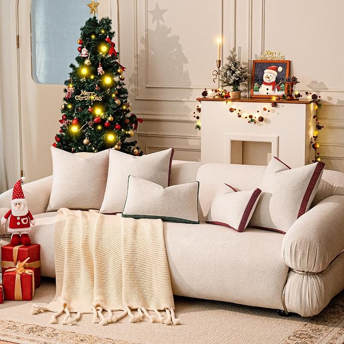 a moment Christmas Red Loop Yarn Linen-Like Pillow Cover Natural Soft - Image 6