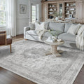 Grey Gray Area Rug 5x7 Washable Vintage Carpet by PureCozy