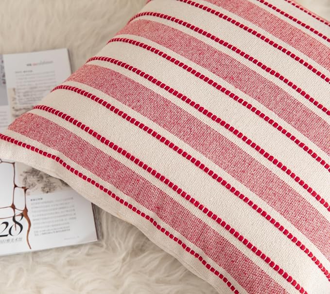 Christmas Pillow Covers, Boho Textured Red Pillow Case, Pillow Covers 18 x 18 - Image 4