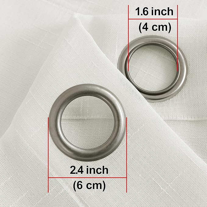 Sheer Curtains Faux Linen Semi Voile Light Filtering Drapes Pair - Image 4
