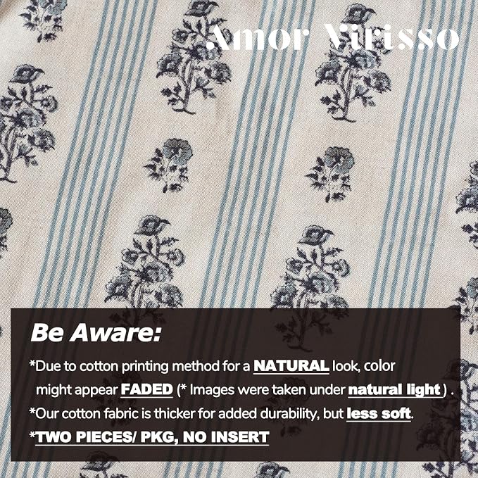 Amor Virisso Floral Throw Pillow Covers 18x18 Set of 2 Block Print Pillow - Image 4