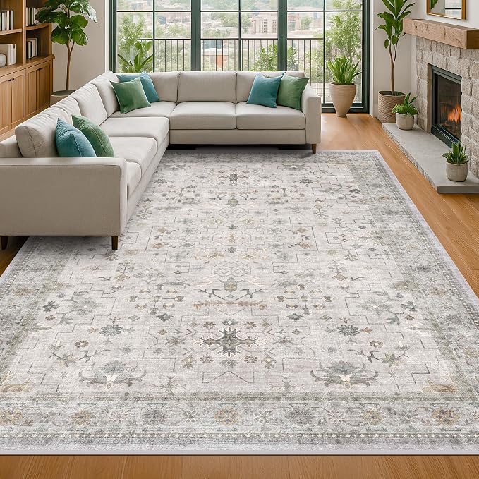 Boho Light Grey 5x8 Living Room Rug - Image 8