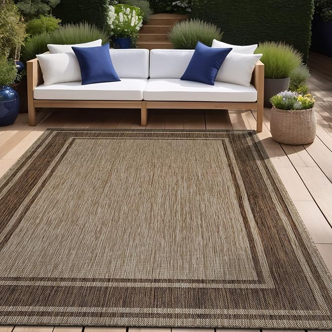 Beverly Rug Outdoor Rug 8x10 Modern Bordered Area Rugs - Image 5