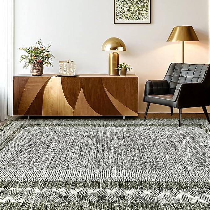 GarveeHome 8x10 Large Washable Area Rug Modern Bordered Rug Distressed - Image 2
