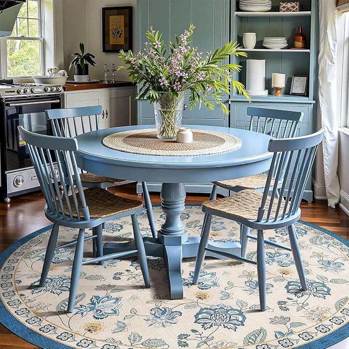 jinchan Elora 8ft Floral Round Rug by JINCHAN