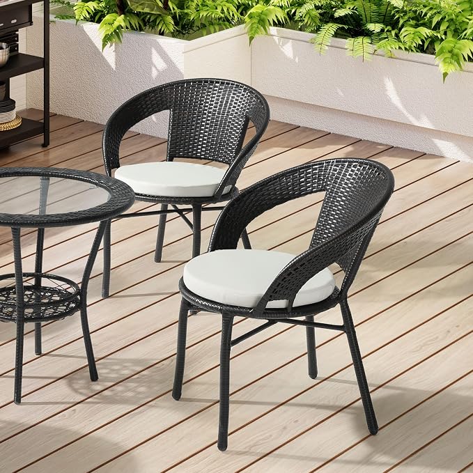 WestinTrends Solace Outdoor Patio Kitchen Dining Chair Round Seat Cushions Set - Image 2