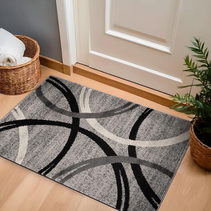 Rugshop Wavy Circles Design Accent Rug, Fade-Resistant Carpet - Image 9
