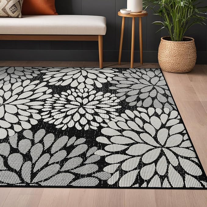 Beverly Rug Outdoor Rug 5x7 Modern Exotic Tropical Leaf Area Rugs - Image 9