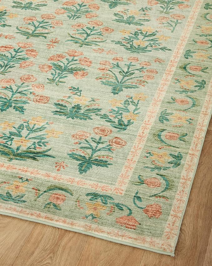 Loloi Rifle Paper Co. Eden Collection EDE-01 Mughal Rose Moss 2'-0" x 5'-0" - Image 7