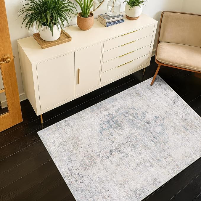 Washable Light Blue Rugs for Entryway Indoor - Image 6