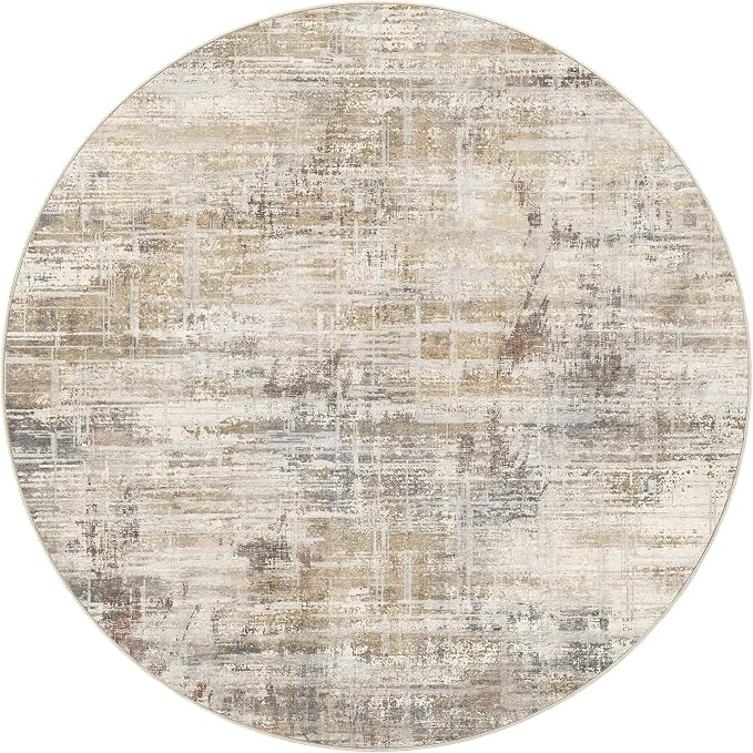 6ft Round Area Rug for Living Room: 6x6 Washable Neutral Abstract Modern Soft - Image 9