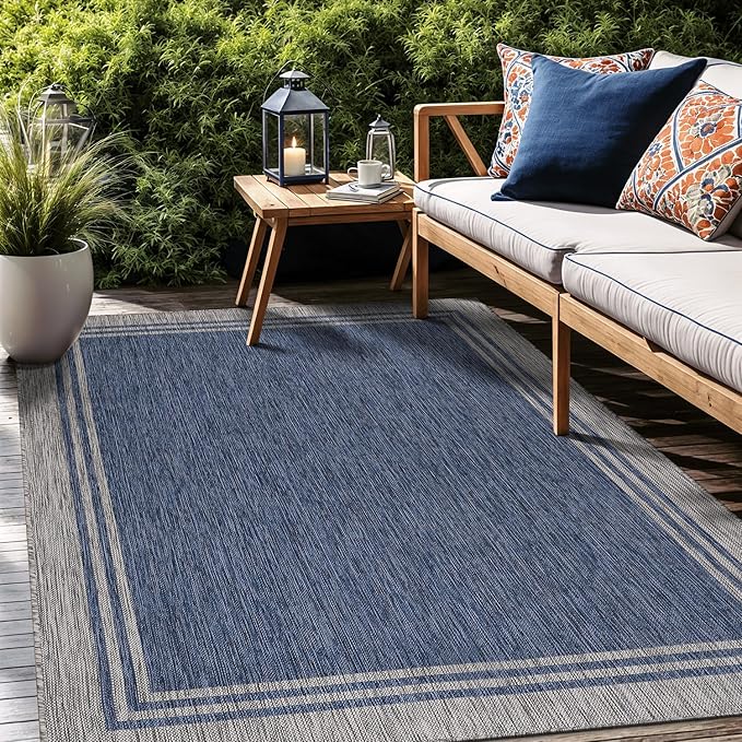 Bordered Outdoor Rug 9x12 Washable Outside Carpet - Image 7