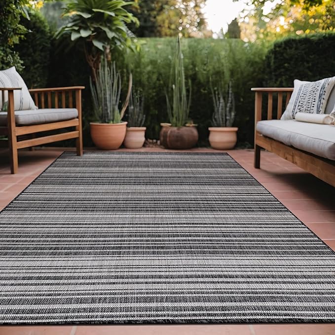 Stripe Outdoor Rug 5x7 Washable Outside Carpet by Unknown