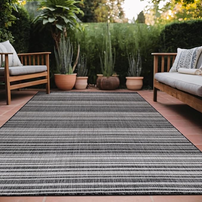 Stripe Outdoor Rug 10x14 Washable Outside Carpet by Unknown