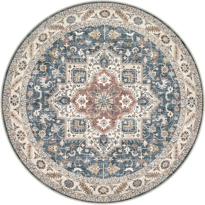 6ft Round Vintage Living Room Area Rug - Image 7