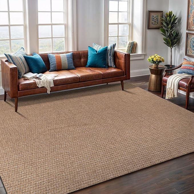 Easy Jute Rug 6x9 Indoor Outdoor Natural Rugs Solid Fiber Rug Woven Area Rug - Image 3