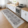 Runner Rug Kitchen Washable Rugs: 3x8 Non-Slip Boho Vintage Distressed Stain by LOONGRUG