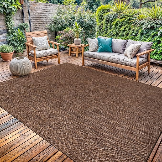 Washable Indoor Outdoor Rug 9x12 Weather Resistant Area Rugs Modern Solid by LenaRug