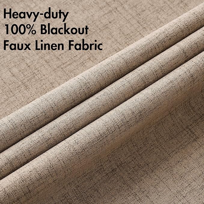 MIULEE 100% Blackout Linen Textured Curtains - Image 6