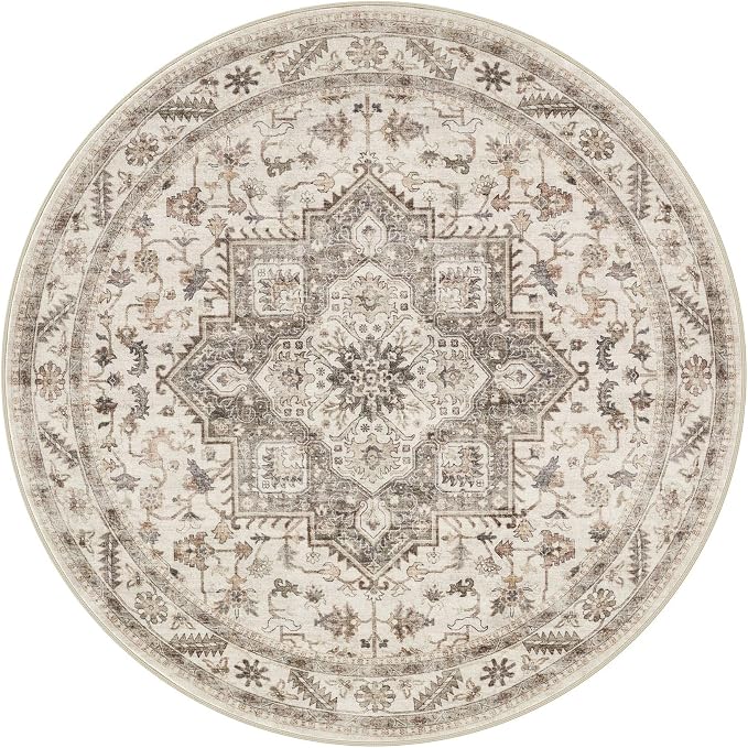 8ft Round Vintage Living Room Area Rug - Image 6