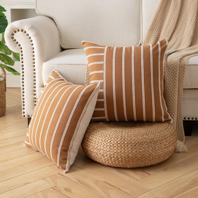 Caflife Boho Throw Pillow Covers 20x20 Set of 2 Soft Farmhouse Decorative Couch - Image 5