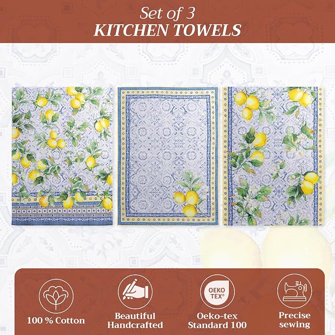 Maison d' Hermine Kitchen Towels Set of 3 100% Cotton 27.50" x 20" Reusable - Image 2