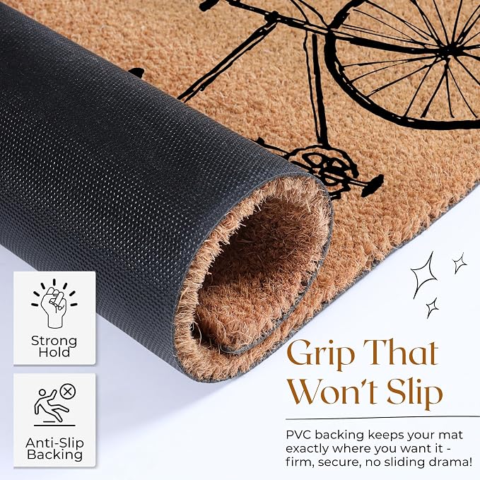 Coir Door Mats 17" X 30", Non-Slip Sturdy, PVC Backed Heavy Duty, Enjoy The - Image 5