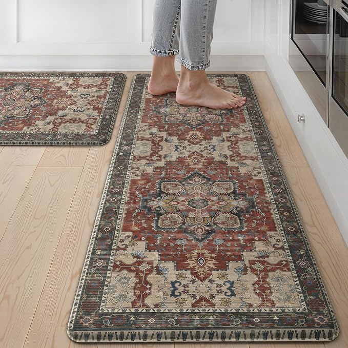 GENIMO Kitchen Mats for Floor 2PCs, Washable Anti Fatigue Mat for Cushioned by GENIMO