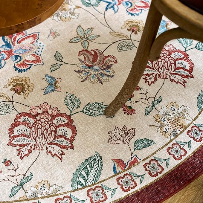 jinchan Elora 4ft Floral Round Rug - Image 6