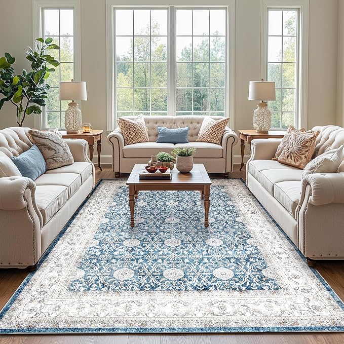 jinchan Floral 8x10 Area Rug for Living Room Machine Washable Vintage - Image 3