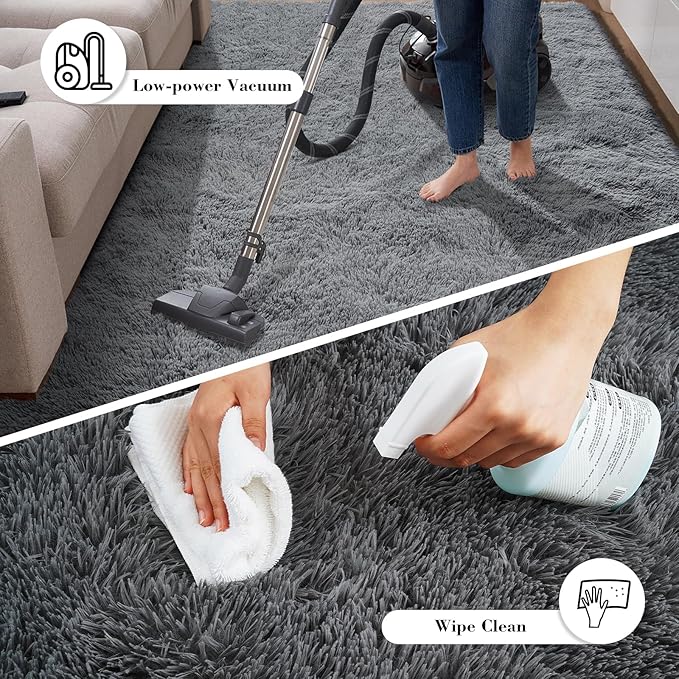 Fluffy Rug Shaggy Area Rug, Dark Grey 2x4 Area Rugs - Image 6