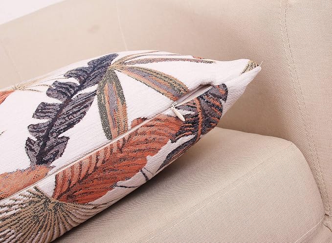 Yeiotsy Decorative Cushion Cover, Tropical Leaf Throw Pillow Cover Jacquard - Image 4